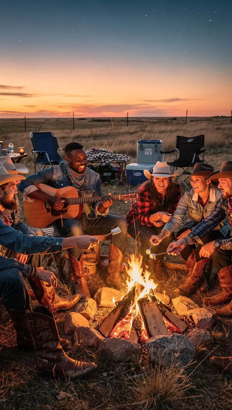 Заброшенная ферма на фоне бескрайних полей и голубого неба.
