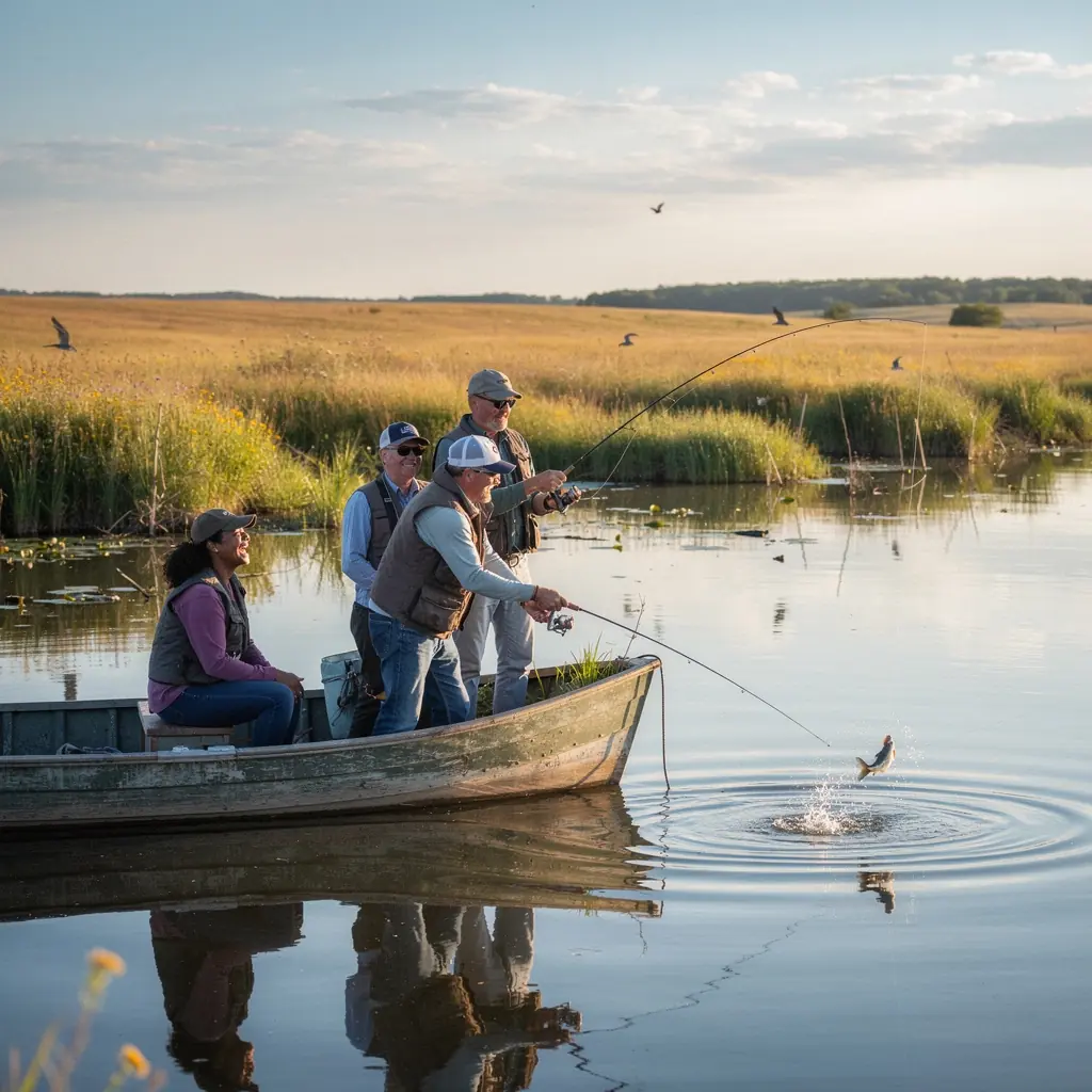Группа туристов, наблюдающих за бизонами в естественной среде обитания.