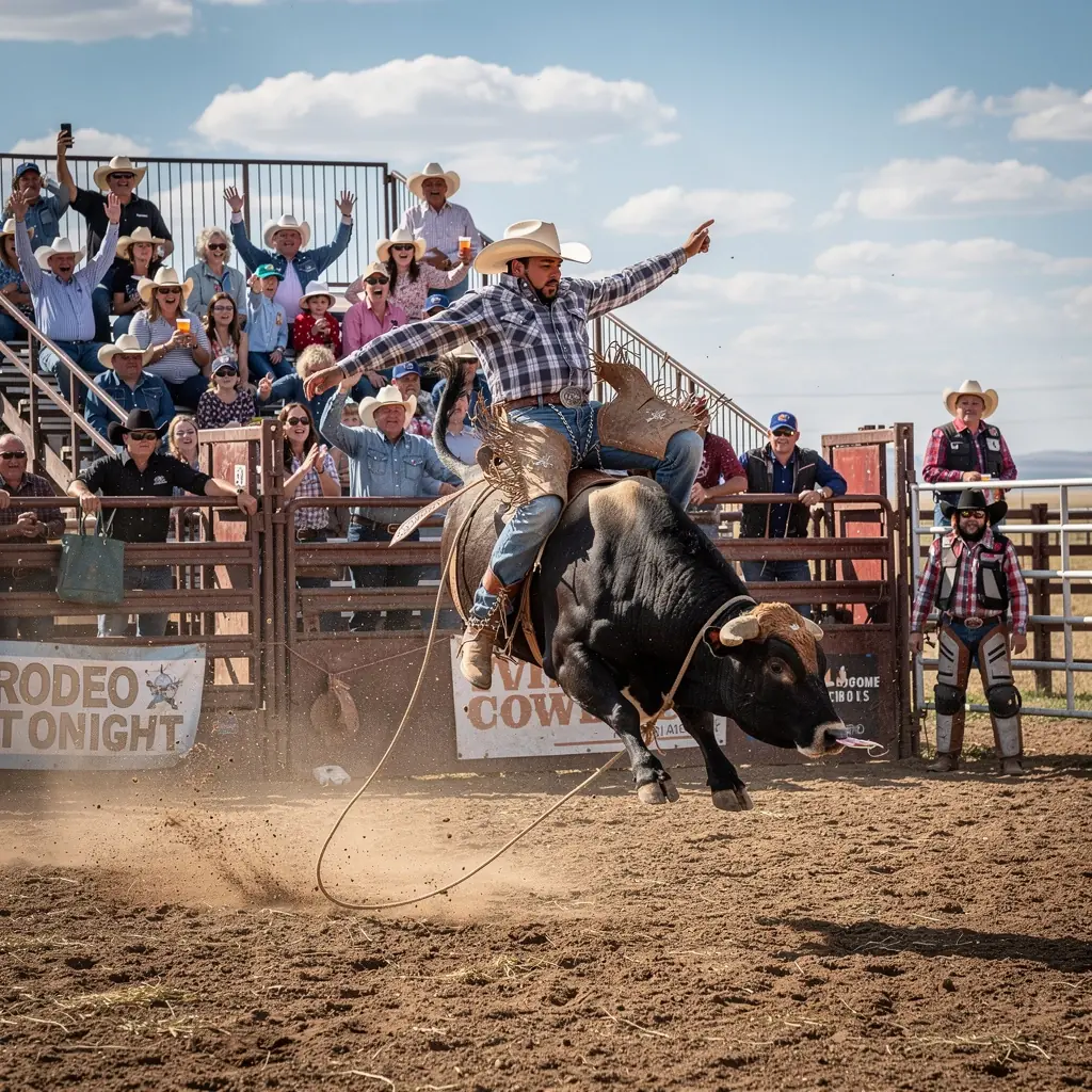 Широкая прерия с пасущимися бизонами на фоне голубого неба.